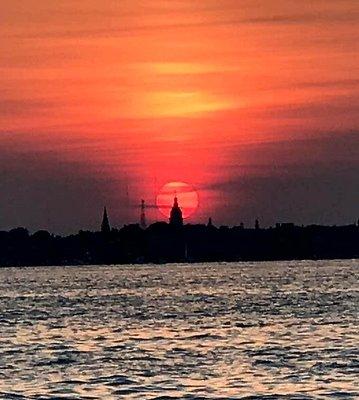 Approaching Annapolis at sunset.