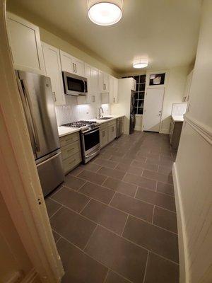 SF-Charming Full Kitchen Remodel Preserving 1820's Wainscoting on Walls and Original Back Wall Window Details