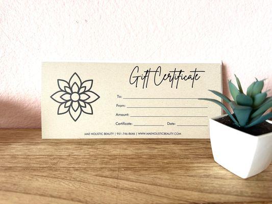 Gift cards available in person and online