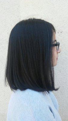 Long bob cut with soft interior layering