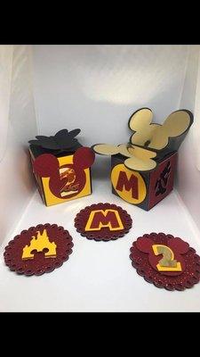 Party boxes and cupcake toppers