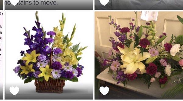 Left is what was my chosen arrangement.  On the right is what was sent.