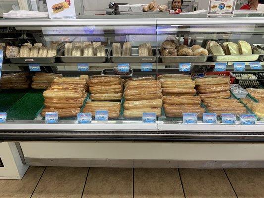 Here's a pic of the subs and also the regular style sandwiches . They also have bagels , sandwiches made with rye bread