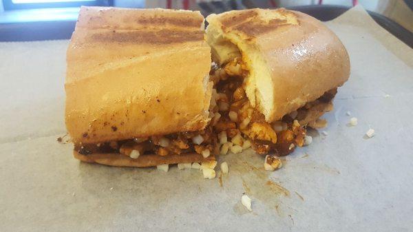 Half of a buffalo chicken sub!