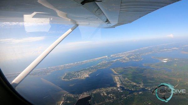 View from aircraft while cruising to jump altitude