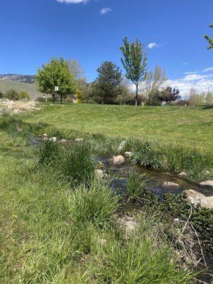 The flowing creek.