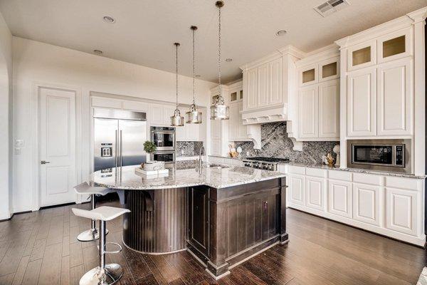 Kitchen of a vacant home staged using furniture and accessories from our inventory.