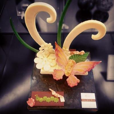 The beautiful chocolate sculpture inside Forte's Mt. Vernon store: artful, balanced, and stunning. And probably delicious!