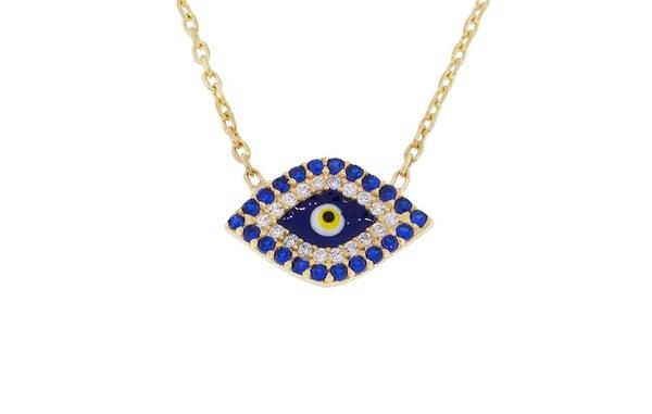 Silver gold plated eye necklace