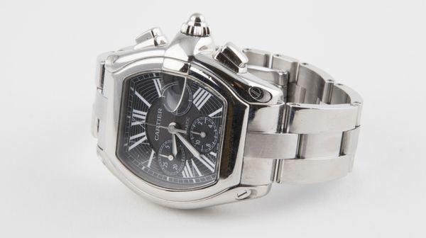 Cartier men's Roadster stainless steel watch.