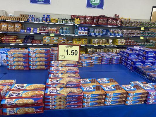 Boxes of snacks at much better prices than grocery stores or even Walmart.