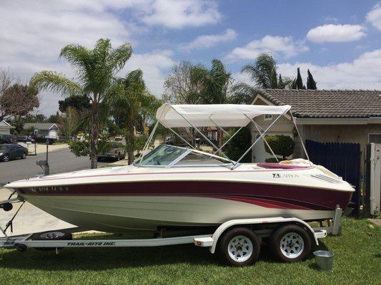 Custom white Bimini by custom canvas.