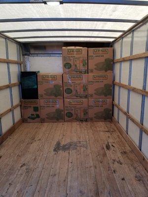 Boxes being loaded into the truck .