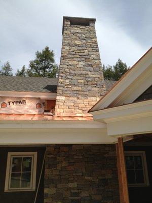 Chimney with natural stone