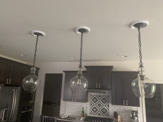 Recessed lighting converted to pendant lights