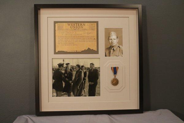 Soldiers Memorabilia and Telegram  Shadowbox Framing