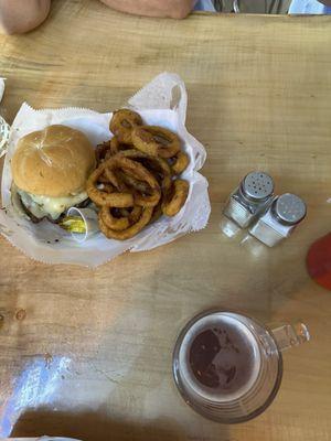 Burger n onion rings