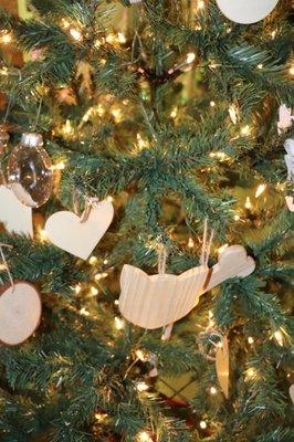 A couple wooden ornament options