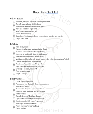 Deep Clean Checklist