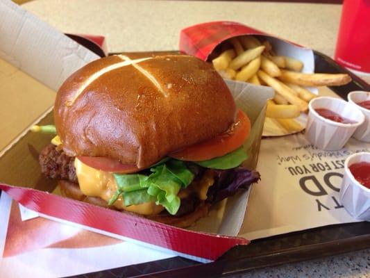 Pretzel bacon cheeseburger combo.