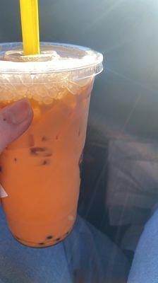 thai milk tea with light boba