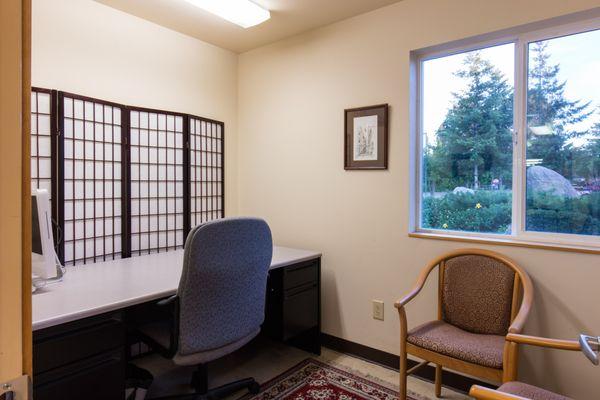 Our private office ($20 per hour with wi-fi) which accommodates small meetings.