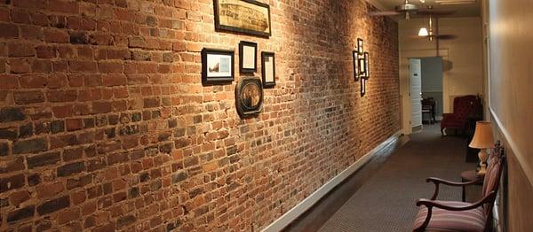 The upstairs hall of history. The website provides in depth insight to the rich history that is a part of The Hotel Rhea.