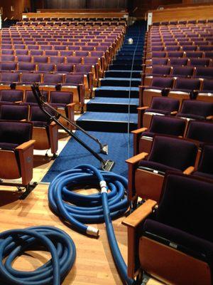 Setting up to clean Broward Center of Performing Arts