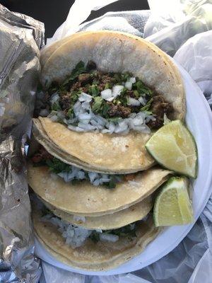 Tongue, Roasted Pork, and Beef tocos