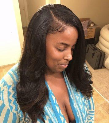 Full Sew-In with hair left out.