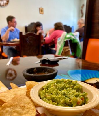 Made to order guacamole with fresh crispy chips