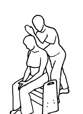 Seated work is great for opening the back and helping the client organize more effectively in a chair.