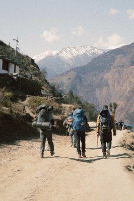 YWAM Lancaster's Discipleship Training School students hiking during a Nepal Winter Outreach trip.