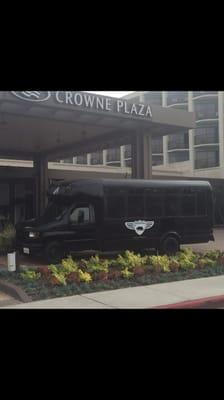 Our 20 passenger bus outside Redondo Beach Crowne Plaza