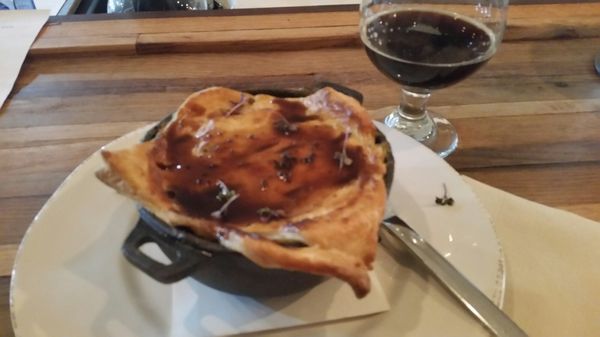 Beef pot pie and a Central Waters Bourbon barrel aged Stout. Yum!