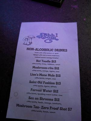 Non-alcoholic menu