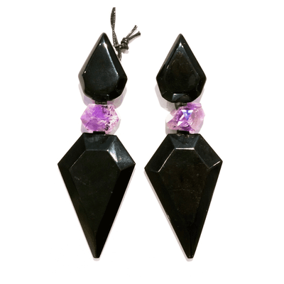 Horn and Amethyst Earrings by Monies