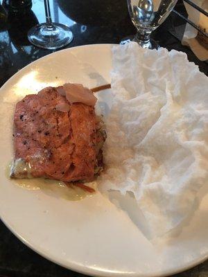 Salmon with rice paper