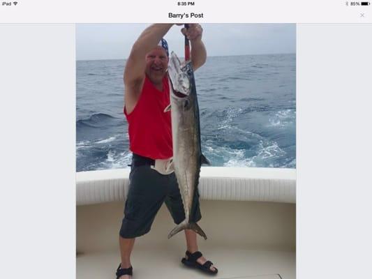 A huge 50 in 31 lb King Mackeral, taken while fishing from the Billistic.