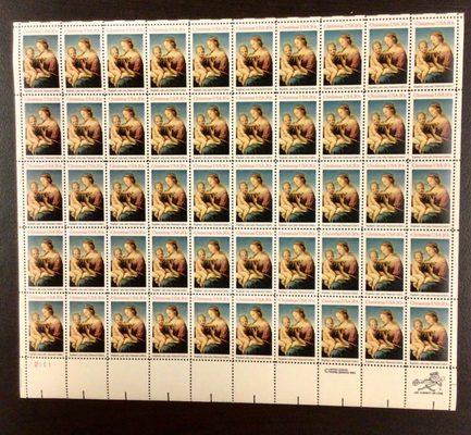 2063 Christmas, Raphael's Madonna & Child MNH 20 c Sheet of 50 FV $10 1983