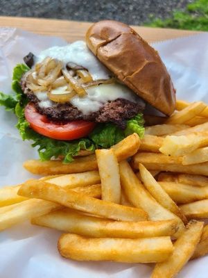 Burger and fries