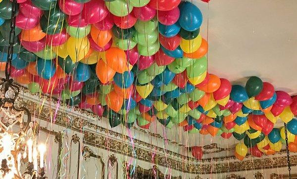 Ceiling balloons always a favorite .