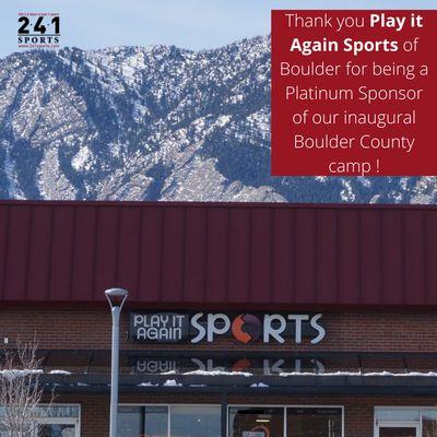 Thank you to our inaugural sponsor - Play it Again Sports for 2-4-1 Sports Boulder County at Peak to Peak High School in Lafayette, Colorado