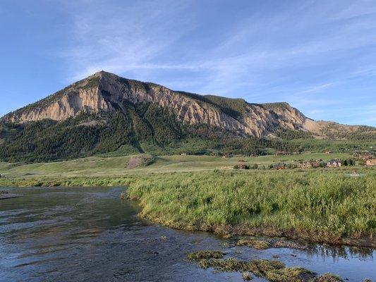 Great Shot of Mt Crested Butte from the lower Slate River on a evening paddle board mission!