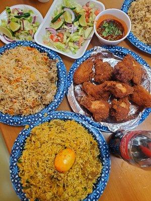 Beef Kichuri, Tehari and Briyani.  Chicken Wings.