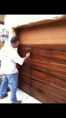 Wood graining on garage door