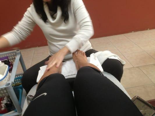 Getting my pedicure.