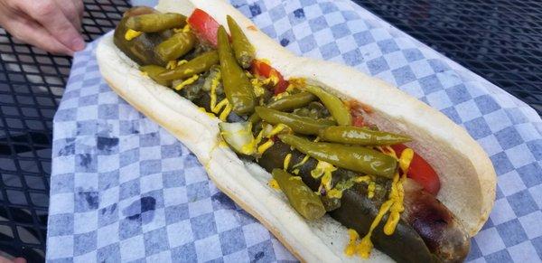 Farmers market in Ogden, UT on Saturdays the best tasting Chicago style Brat