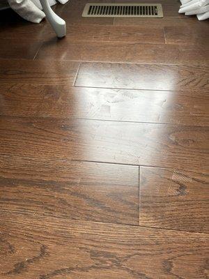 Tracks on floors that need to be scrubbed to remove