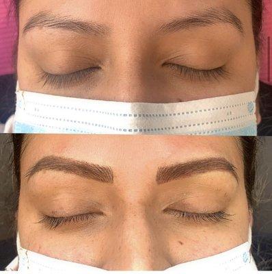 Before and after first session, combo brow.